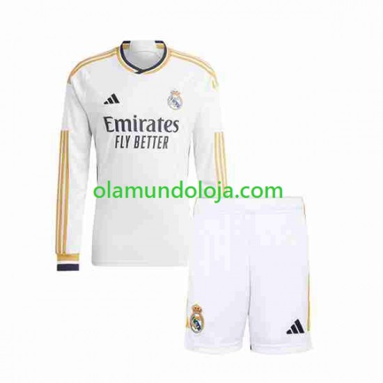 Camisola Real Madrid Criança Equipamento Primeiro 2023-2024 Manga Comprida